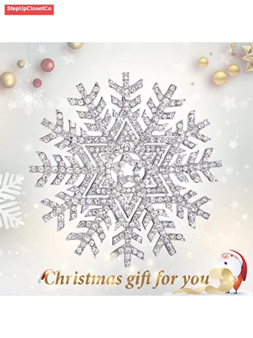 Crystal Snowflake Brooch Pin Elegant Winter Accessory for Shawl Dress